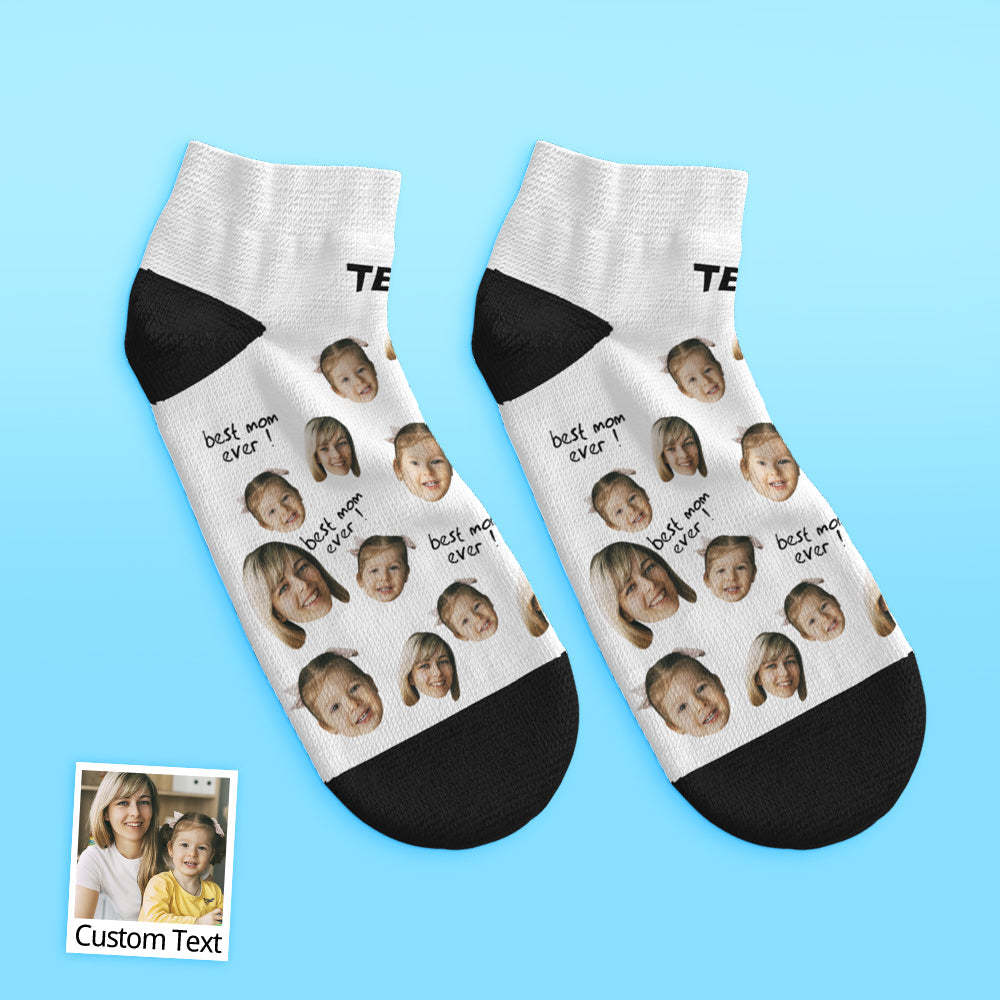 Custom Low Cut Ankle Face Socks For Mother Best Mom Ever - DePhotoBoxer