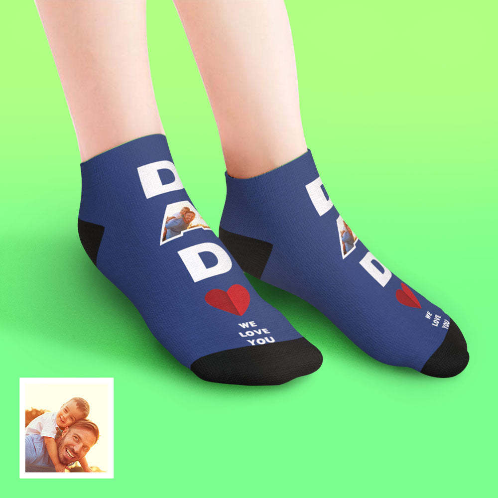 Custom Low Cut Ankle Face Socks Dad We Love You Gifts For Dad - DePhotoBoxer