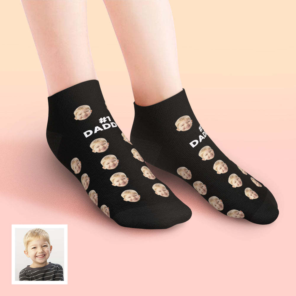 Custom Low Cut Ankle Face Socks For Dad #1 Daddy - DePhotoBoxer