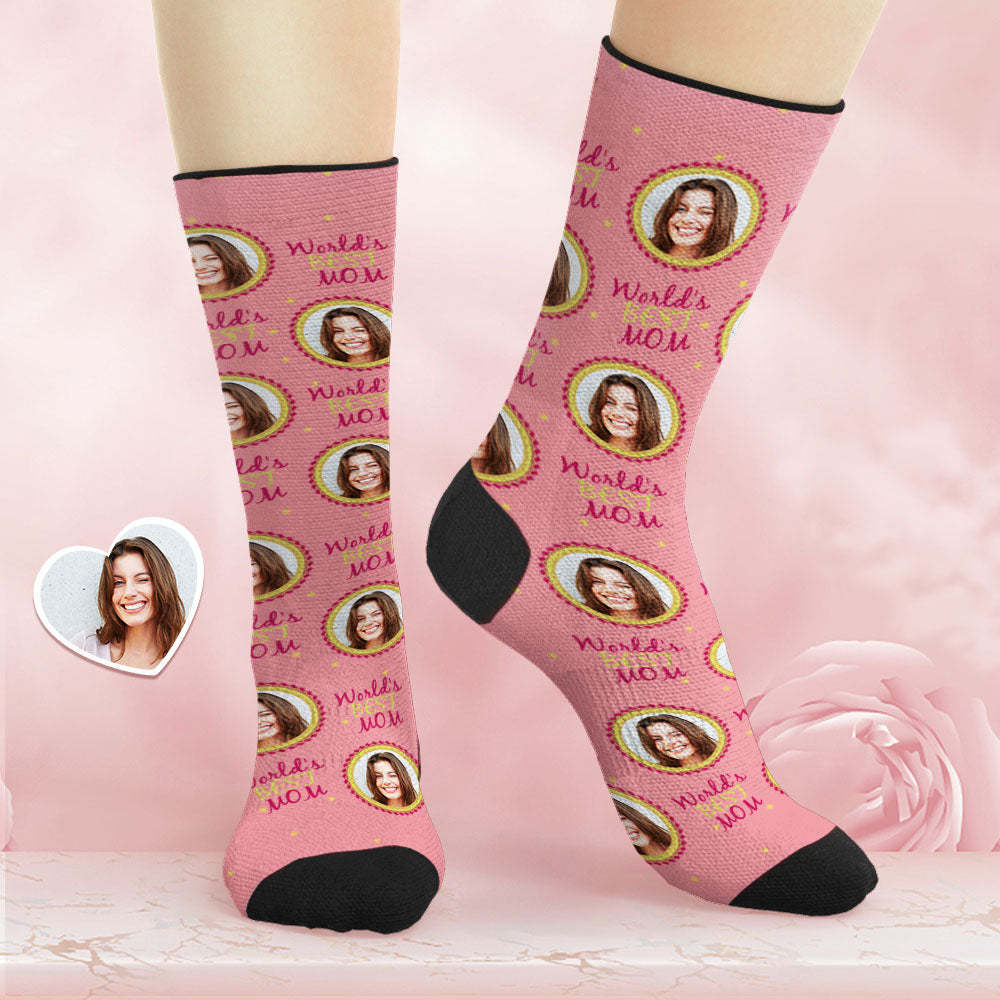 Benutzerdefinierte Atmungsaktive Gesichtssocken Personalisierte Weiche Socken Muttertagsgeschenke Die Beste Mutter Der Welt - DePhotoBoxer
