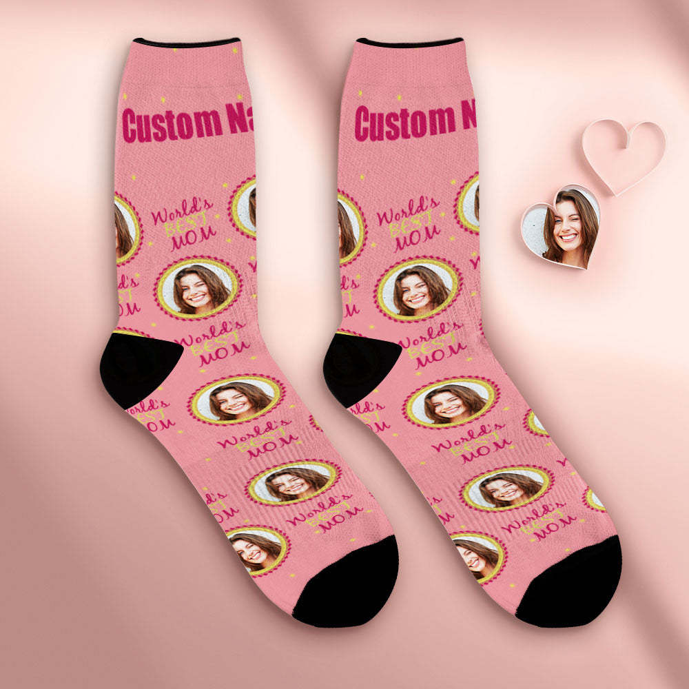 Benutzerdefinierte Atmungsaktive Gesichtssocken Personalisierte Weiche Socken Muttertagsgeschenke Die Beste Mutter Der Welt - DePhotoBoxer