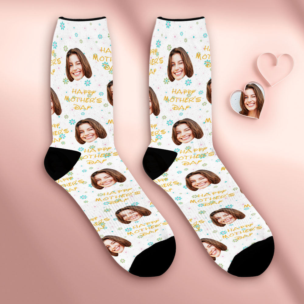 Benutzerdefinierte Atmungsaktive Gesichtssocken Personalisierte Weiche Socken Geschenke Für Mama Zum Muttertag - DePhotoBoxer