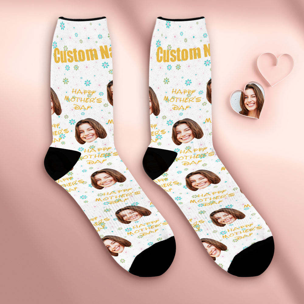 Benutzerdefinierte Atmungsaktive Gesichtssocken Personalisierte Weiche Socken Geschenke Für Mama Zum Muttertag - DePhotoBoxer