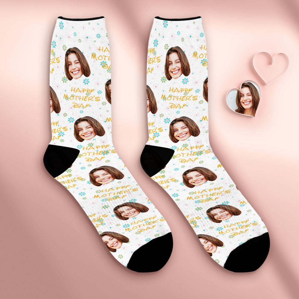 Benutzerdefinierte Atmungsaktive Gesichtssocken Personalisierte Weiche Socken Geschenke Für Mama Zum Muttertag - DePhotoBoxer