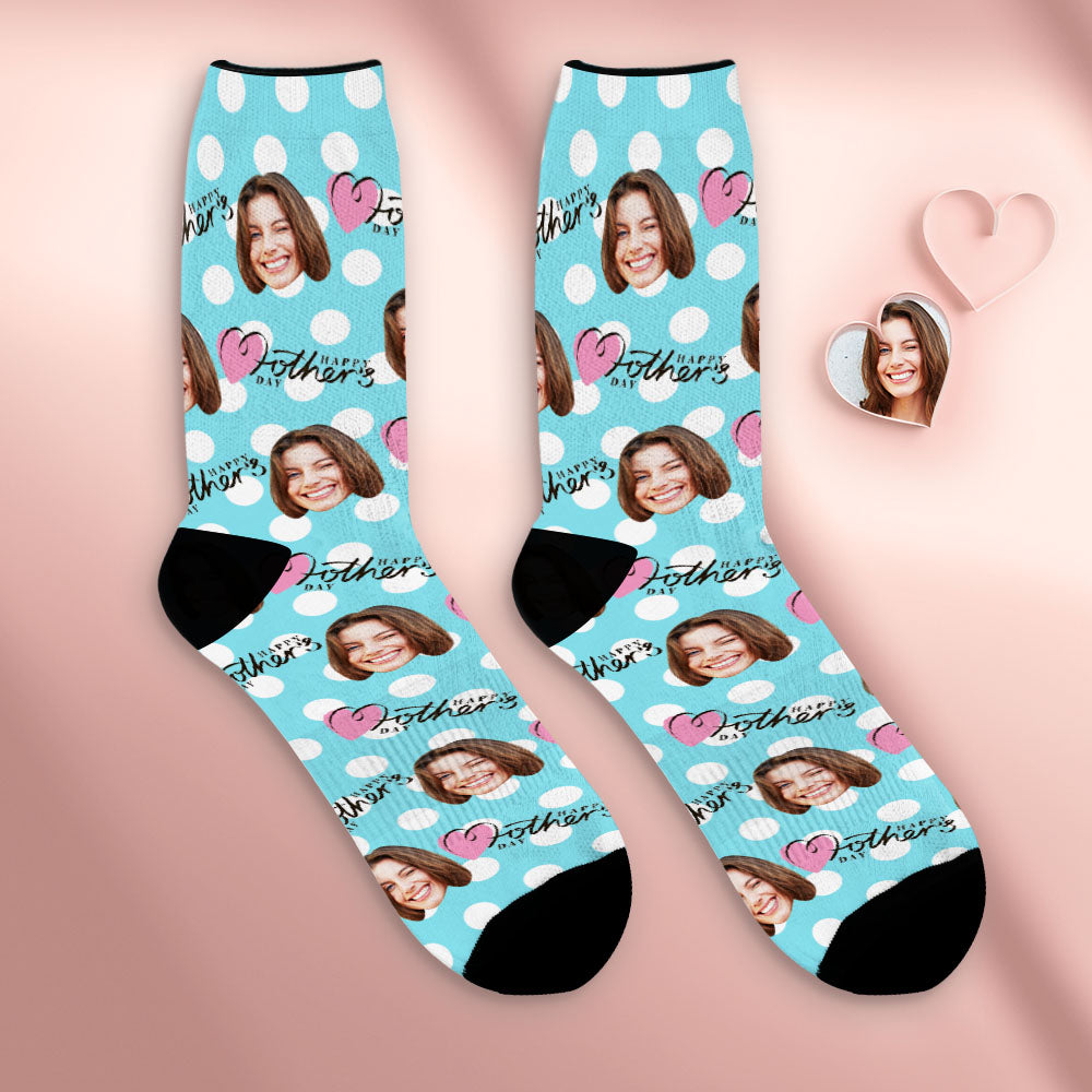 Benutzerdefinierte Atmungsaktive Gesichtssocken Personalisierte Weiche Fleckige Socken Geschenke Für Mama Zum Muttertag - DePhotoBoxer