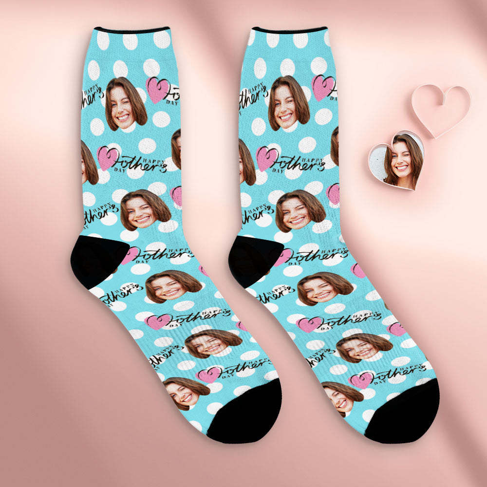 Benutzerdefinierte Atmungsaktive Gesichtssocken Personalisierte Weiche Fleckige Socken Geschenke Für Mama Zum Muttertag - DePhotoBoxer