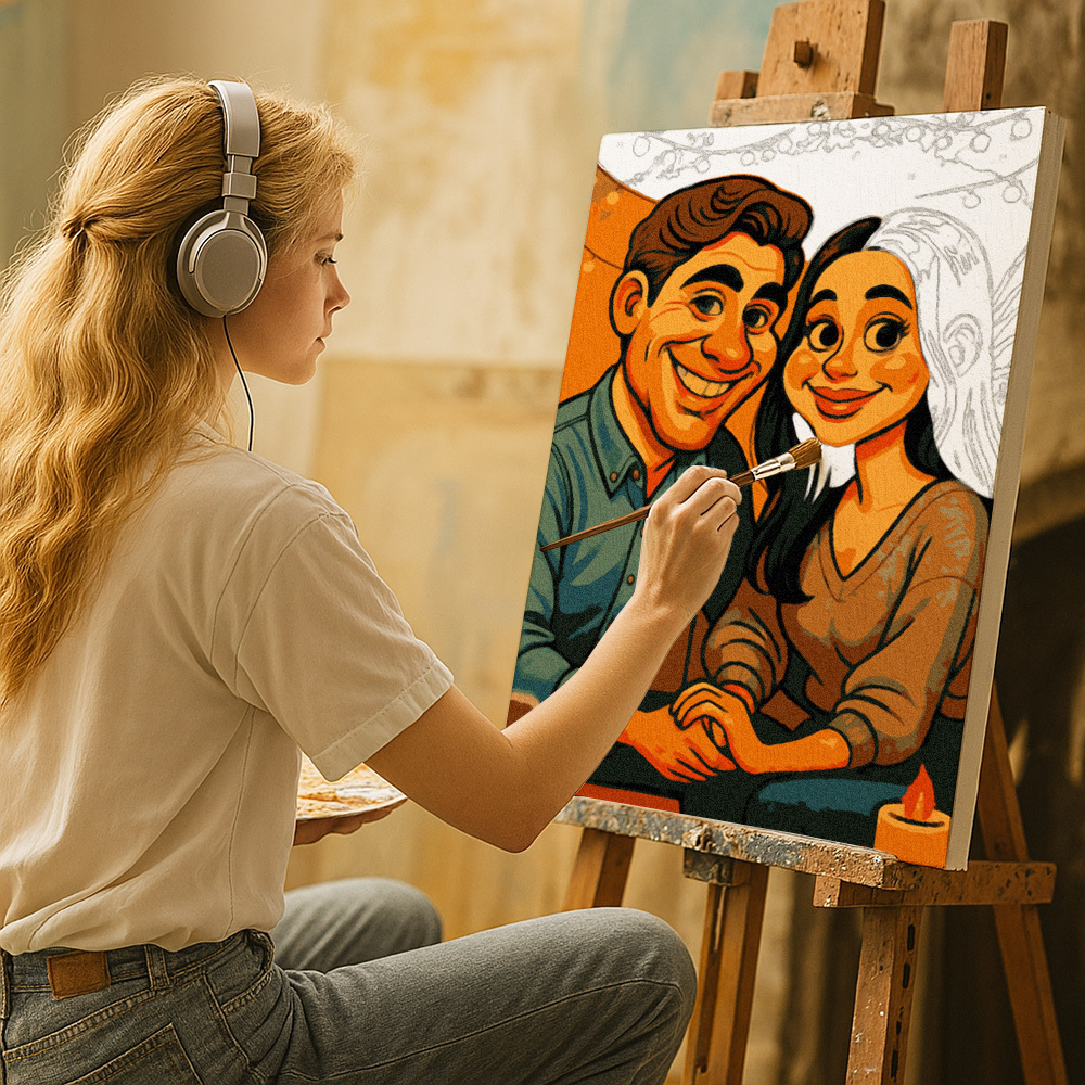 Benutzerdefiniertes Lustiges Karikatur-porträt, Malen Nach Zahlen, Personalisiertes Diy-malset, Verwandeln Sie Ihr Foto In Ein Personalisiertes Kunstwerk