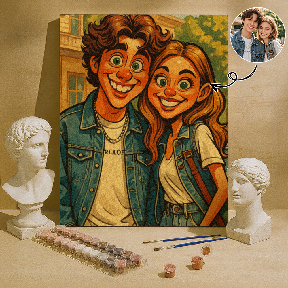 Benutzerdefiniertes Lustiges Karikatur-porträt, Malen Nach Zahlen, Personalisiertes Diy-malset, Verwandeln Sie Ihr Foto In Ein Personalisiertes Kunstwerk