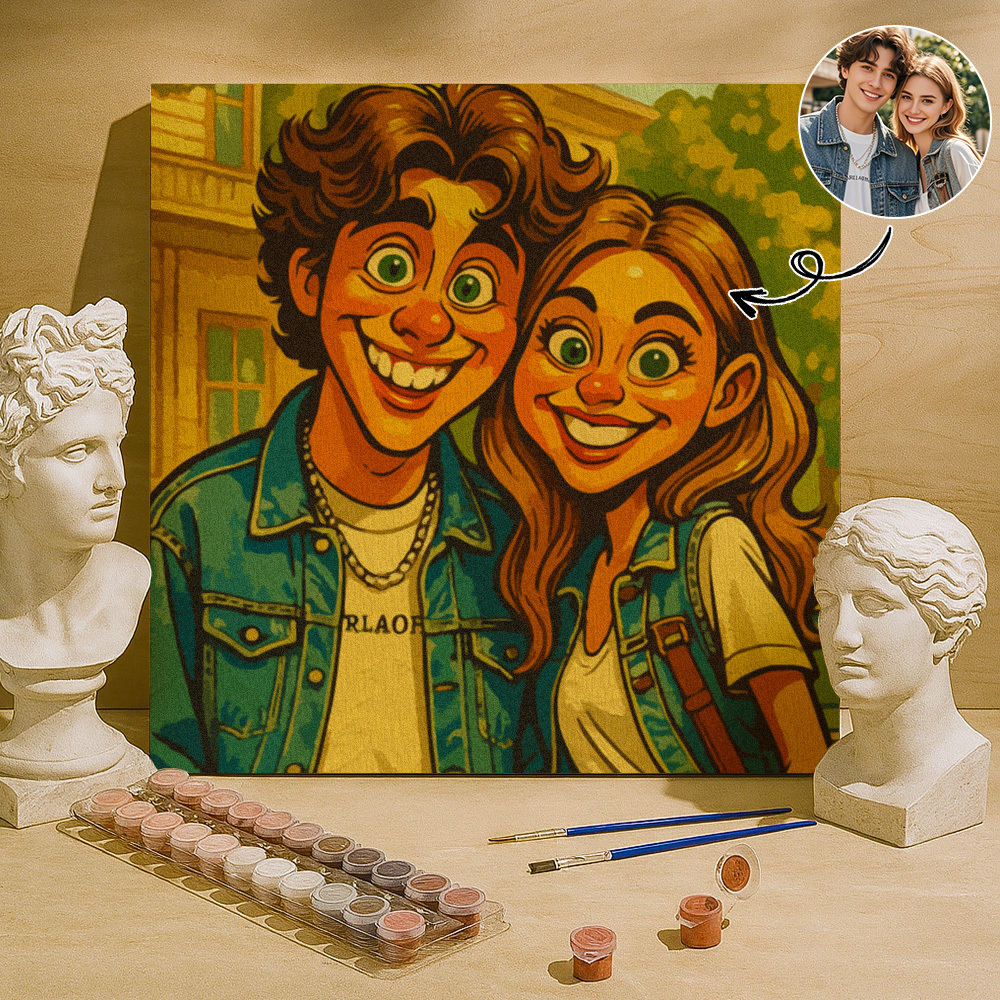 Benutzerdefiniertes Lustiges Karikatur-porträt, Malen Nach Zahlen, Personalisiertes Diy-malset, Verwandeln Sie Ihr Foto In Ein Personalisiertes Kunstwerk