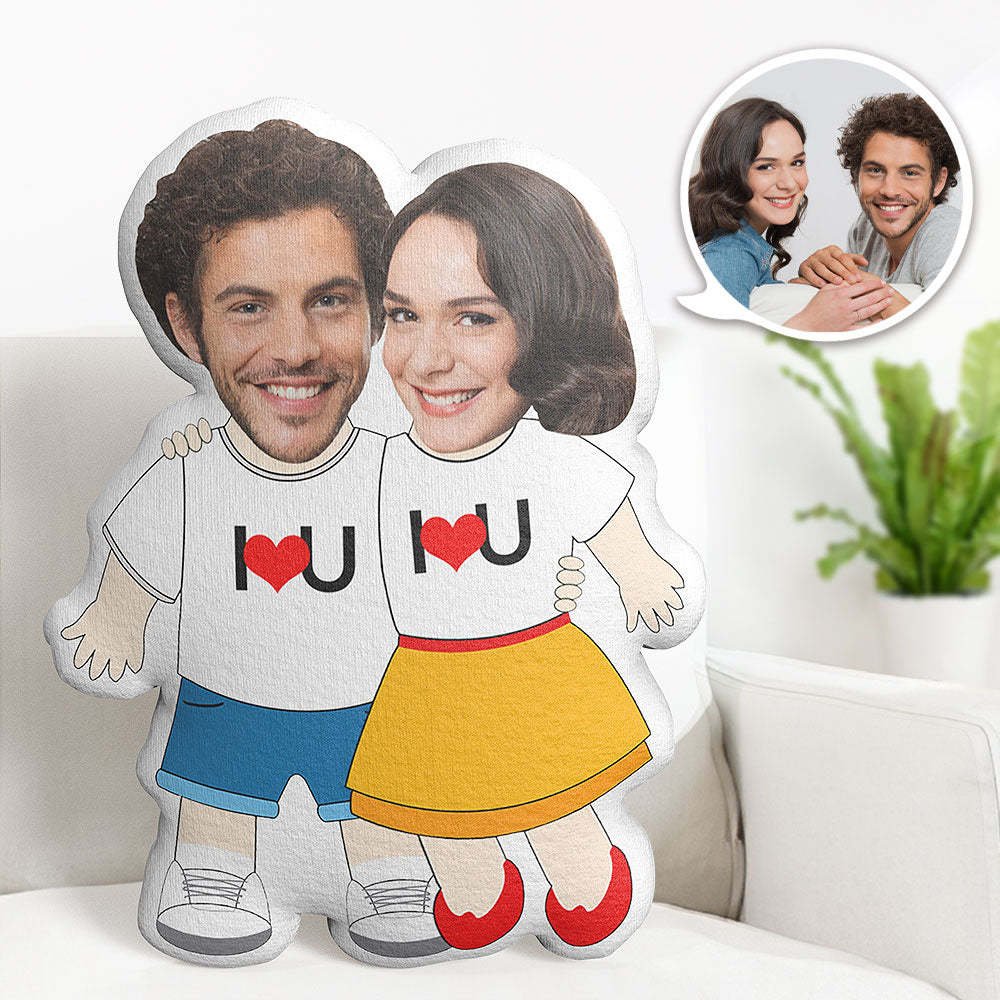 Geschenke Zum Valentinstag, Individuelles Fotokissen, Personalisiertes I Love U-kissen, Individuelles Gesichtskissen - MeineFotoTassen