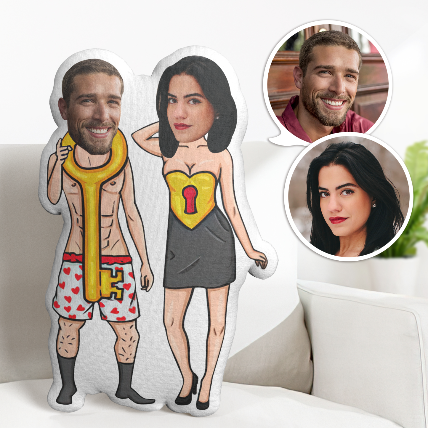 Schlüsselset Für Paare, Foto-gesichtskissen, Minime-wurfkissen, Individuelle Gesichtsgeschenke, Personalisiertes Foto-minime-kissen - MeineFotoTassen