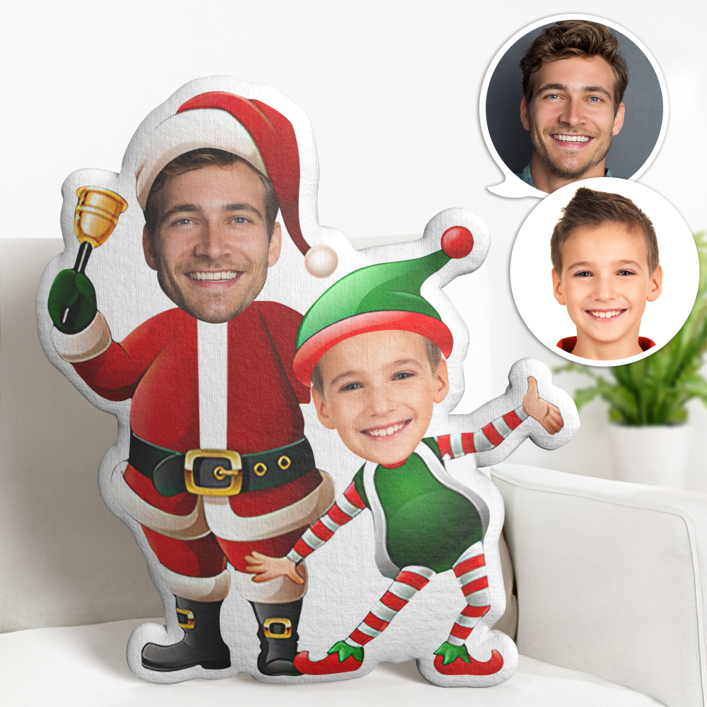 Benutzerdefiniertes Weihnachtsfoto-gesichtskissen Minime-wurfkissen Benutzerdefinierte Gesichtsgeschenke Personalisiertes Foto-minime-kissen - MeineFotoTassen
