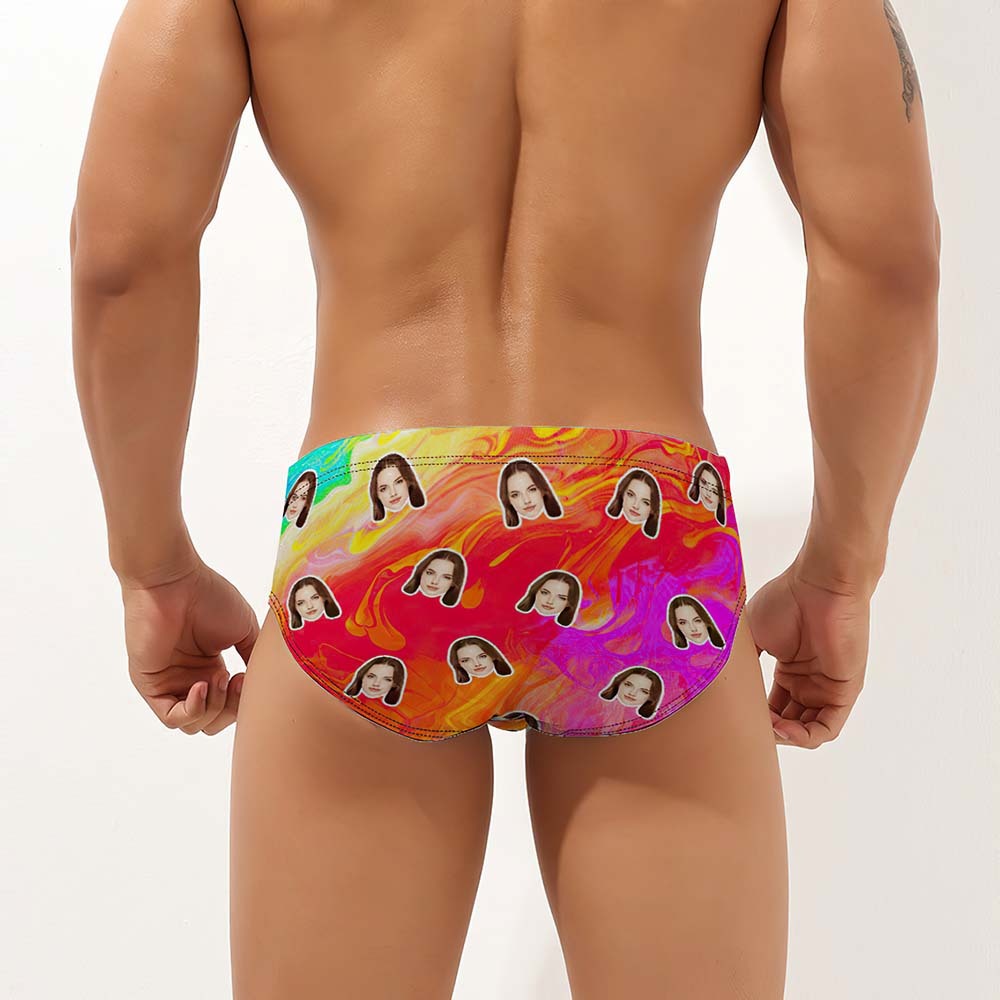 Custom Face Herren Badehose Personalisierte Bunte Neuheit Badehose Badehose - DePhotoBoxer