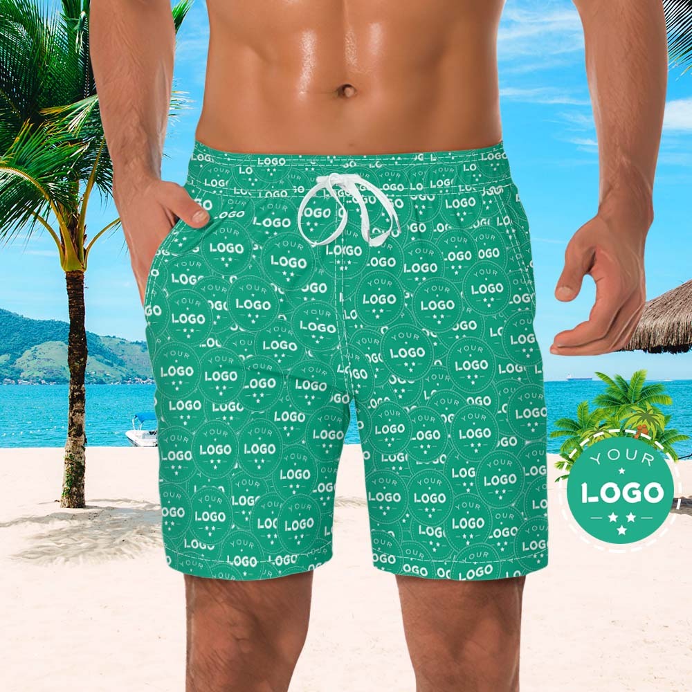 Custom Men's Green Swim Trunk with Your Logo