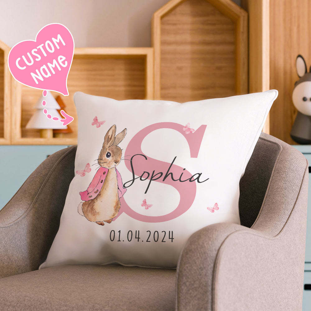 Personalisierter Peter Rabbit Kissenbezug Mit Namen, Wurfkissen, Babyparty, Geburtstagsgeschenk Für Kinder - DePhotoBoxer