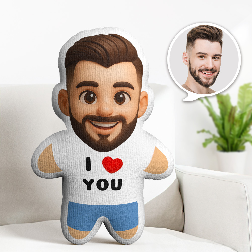 Benutzerdefinierte Q Version Minime Wurfkissen Ich Liebe Dich Benutzerdefinierte Gesicht Geschenke Personalisierte Foto Minime Kissen - DePhotoBoxer