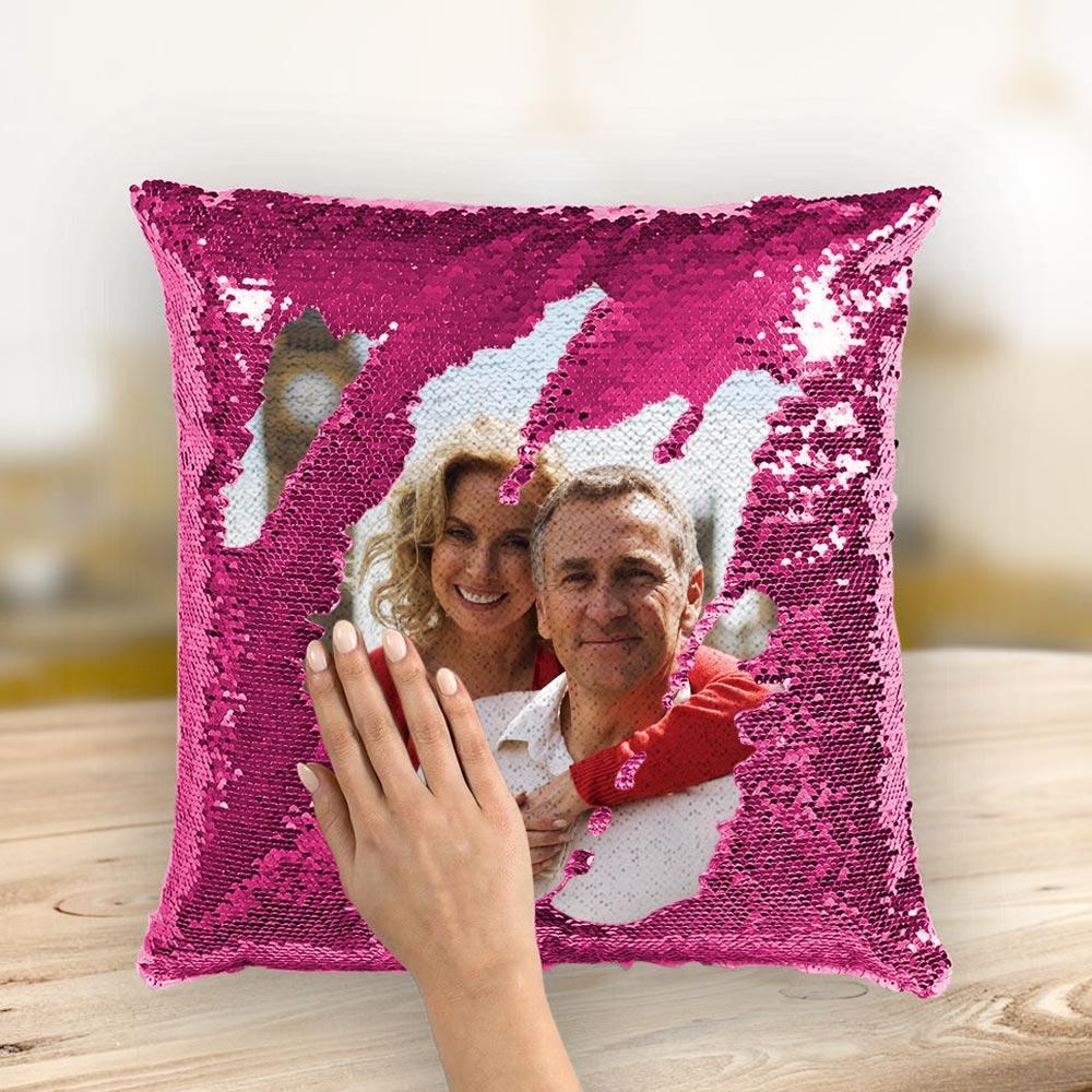 Magie Pailletten Kissen - Personalisieren Sie Ihr Foto - Rosa - 40cm*40cm
