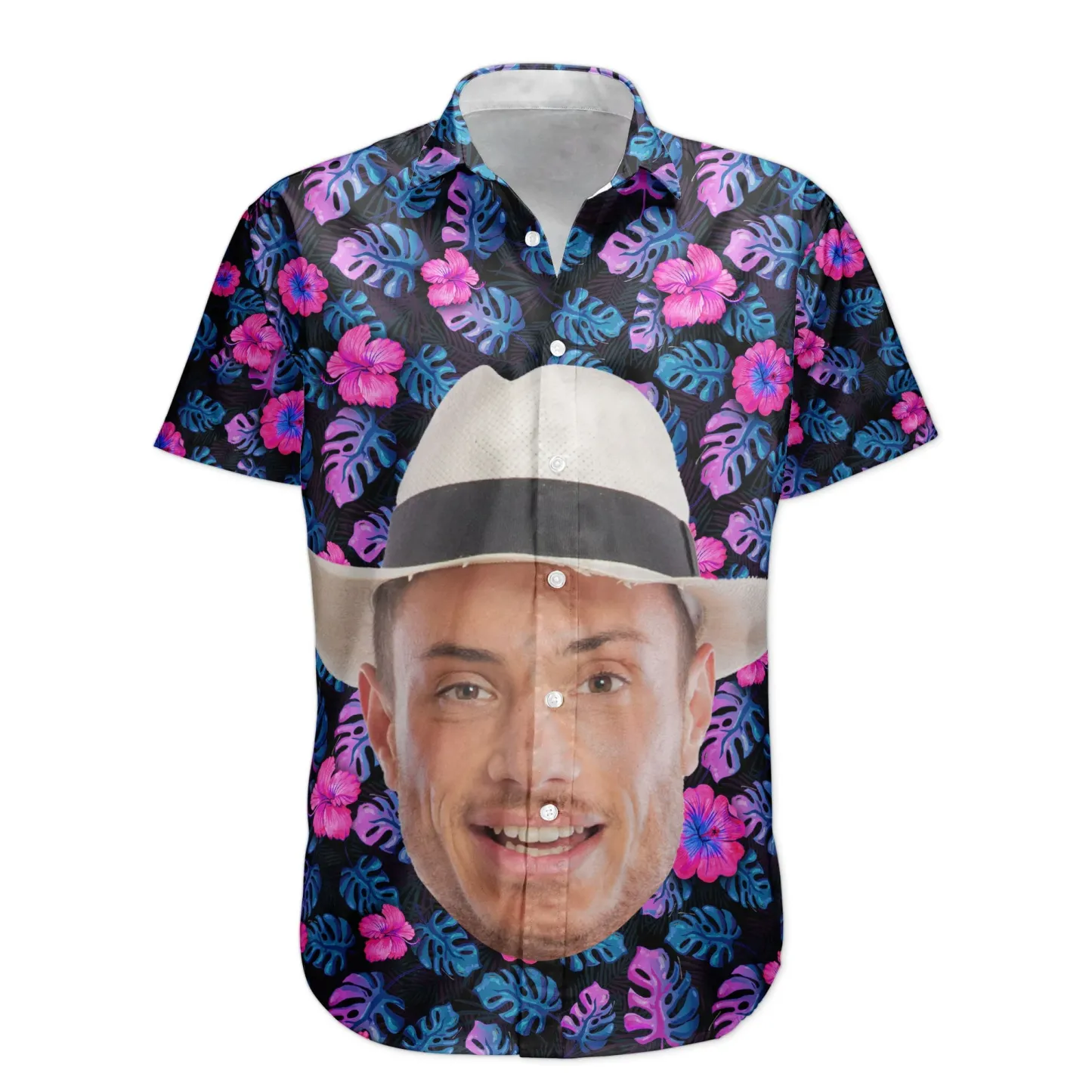 Benutzerdefinierte Big Face Lustiges Foto Tropical Hawaii Für Männer, Frauen Benutzerdefiniertes Foto Hawaii Shirts - DePhotoBoxer