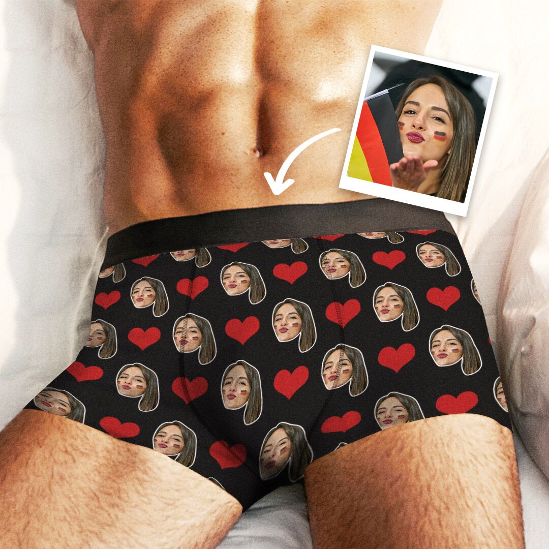 HERREN PERSONALISIERTE GESICHT BOXERSHORTS MIT HERZ