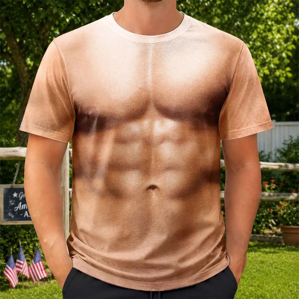 Lustiger 3D-Badeanzug Mit Behaartem Körper, Personalisiertes Volldruck-T-Shirt, Lustiges Muskel-T-Shirt Mit Behaarter Brust Für Männer, Neuartiges 3D-gedrucktes Strandparty-T-Shirt, Gag-Geschenk Für Party