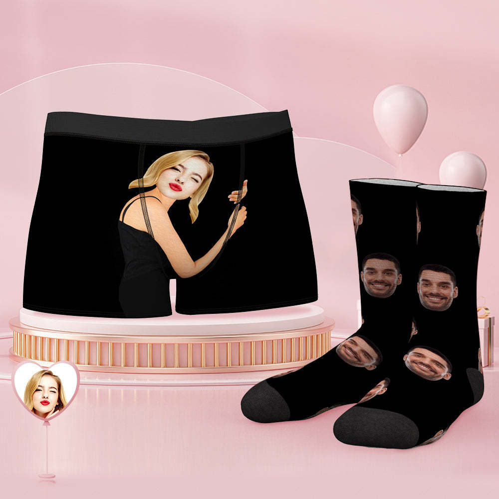 Benutzerdefinierte Gesicht Boxer Shorts und Socken Set auf K?rper Haut