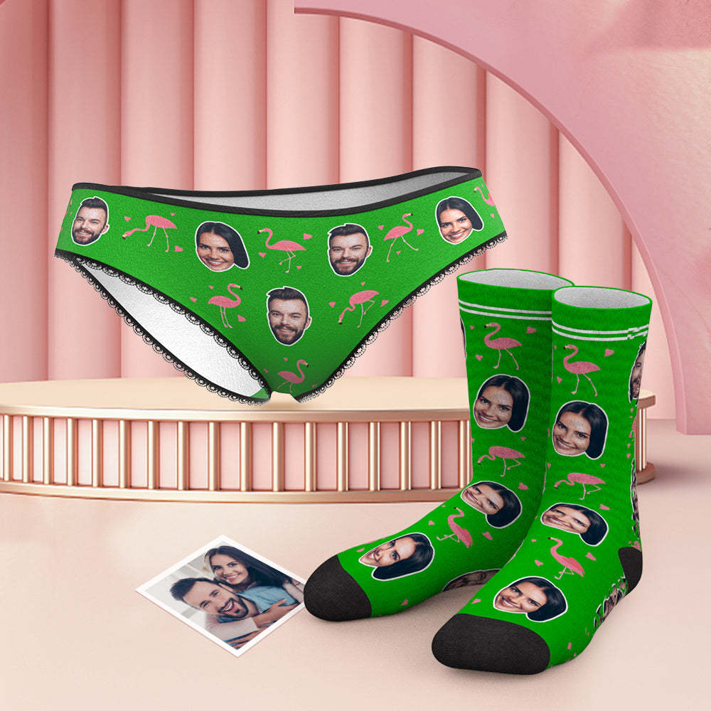 Benutzerdefinierte Gesicht H?schen und Socken Set mit Flamingo