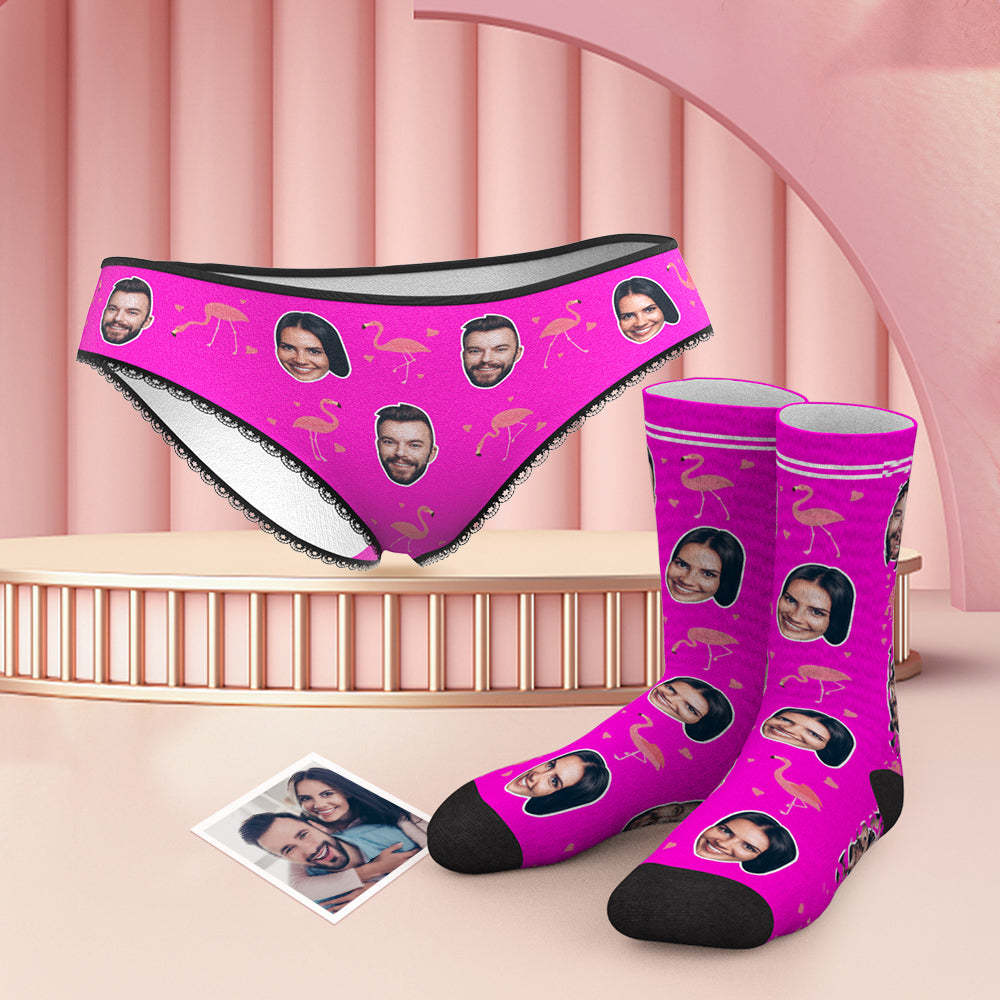 Benutzerdefinierte Gesicht H?schen und Socken Set mit Flamingo