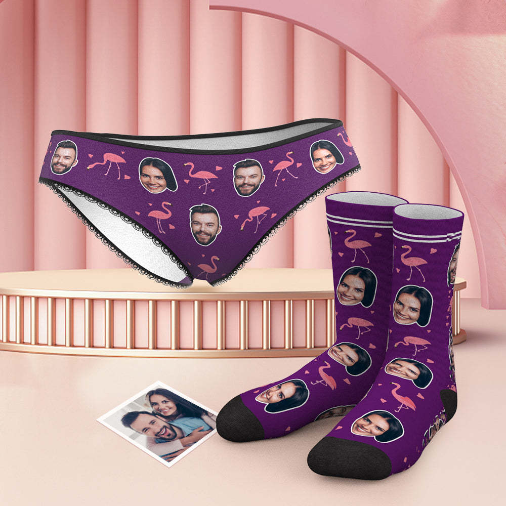 Benutzerdefinierte Gesicht H?schen und Socken Set mit Flamingo