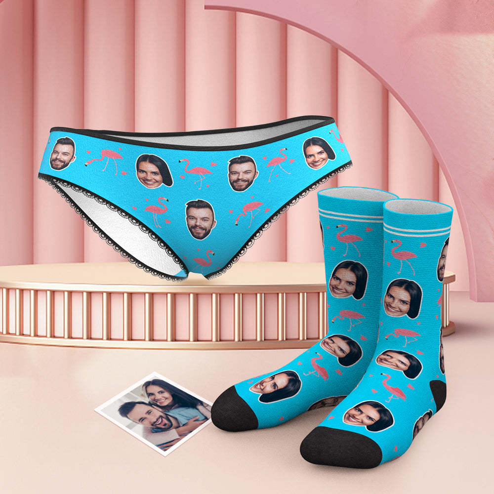 Benutzerdefinierte Gesicht H?schen und Socken Set mit Flamingo