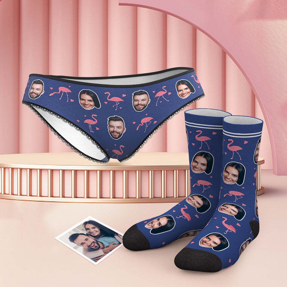 Benutzerdefinierte Gesicht H?schen und Socken Set mit Flamingo