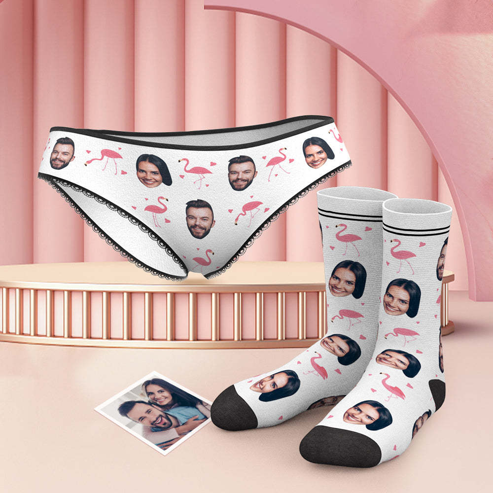 Benutzerdefinierte Gesicht H?schen und Socken Set mit Flamingo