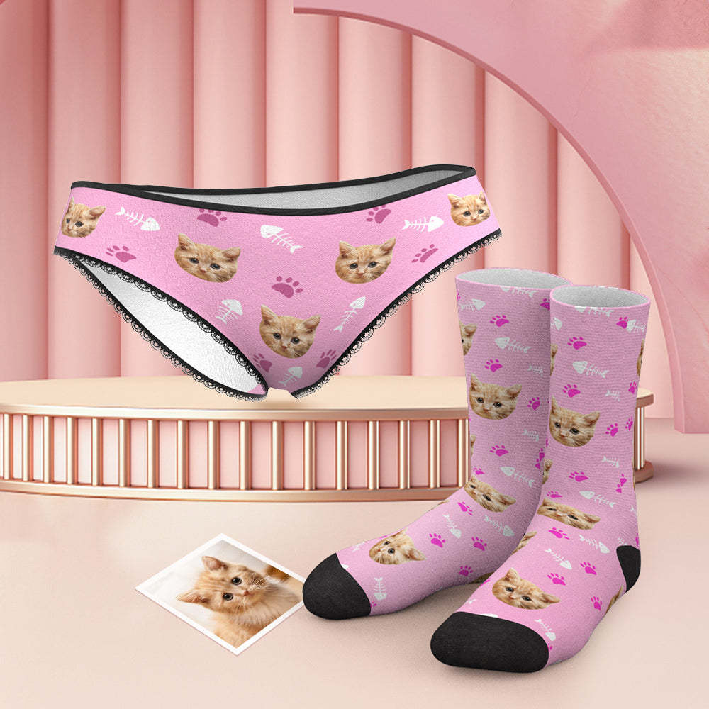 Benutzerdefinierte Gesicht H?schen und Socken Set f¨¹r Katze