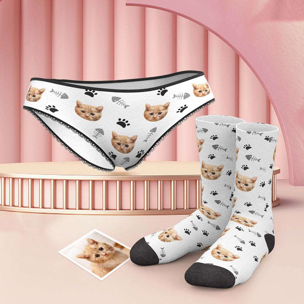 Benutzerdefinierte Gesicht H?schen und Socken Set f¨¹r Katze