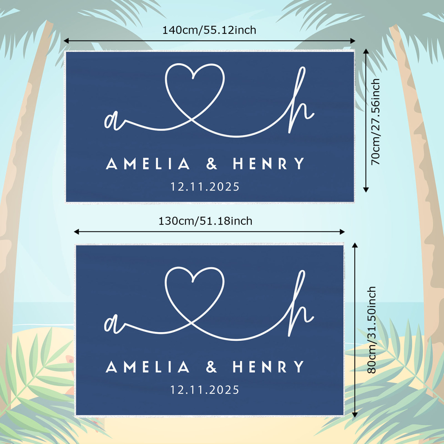 Personalisiertes Handtuch Mit Gravur Des Namens Und Datums. Jubiläumsgeschenke - DePhotoBoxer