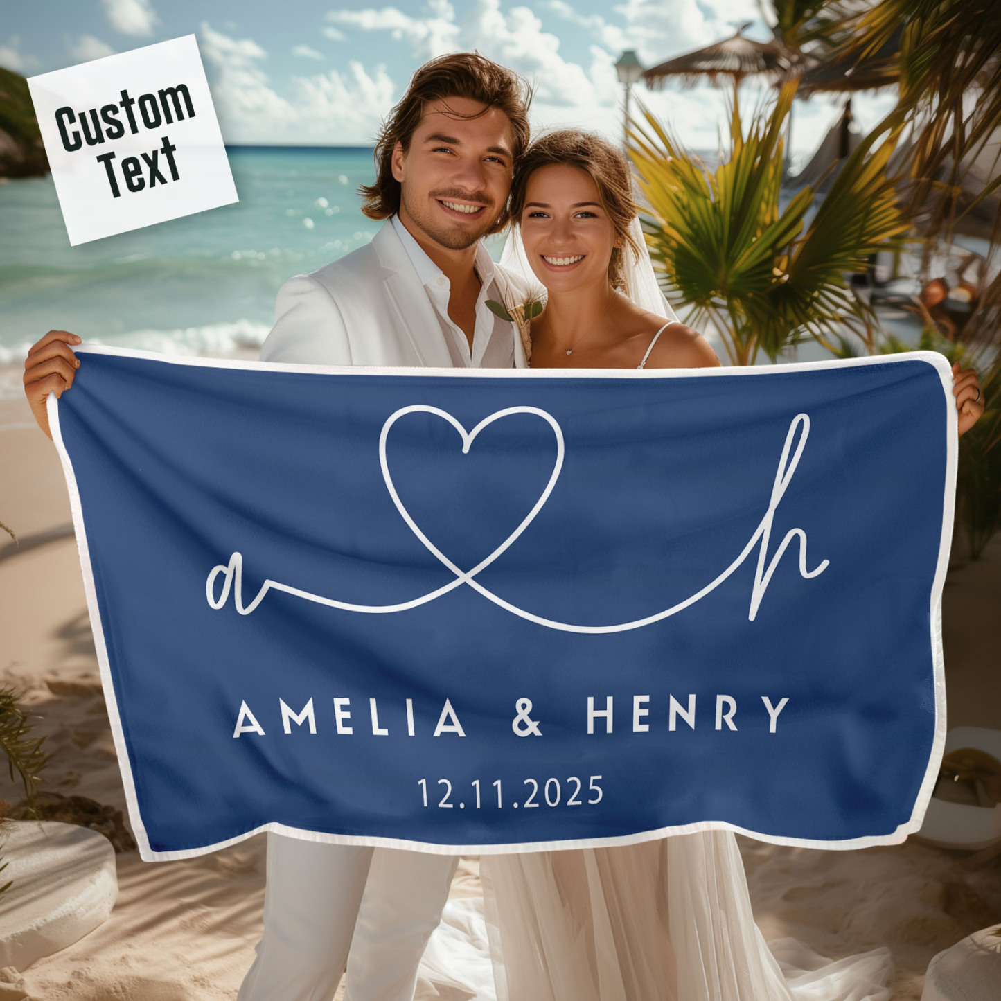 Personalisiertes Handtuch Mit Gravur Des Namens Und Datums. Jubiläumsgeschenke - DePhotoBoxer