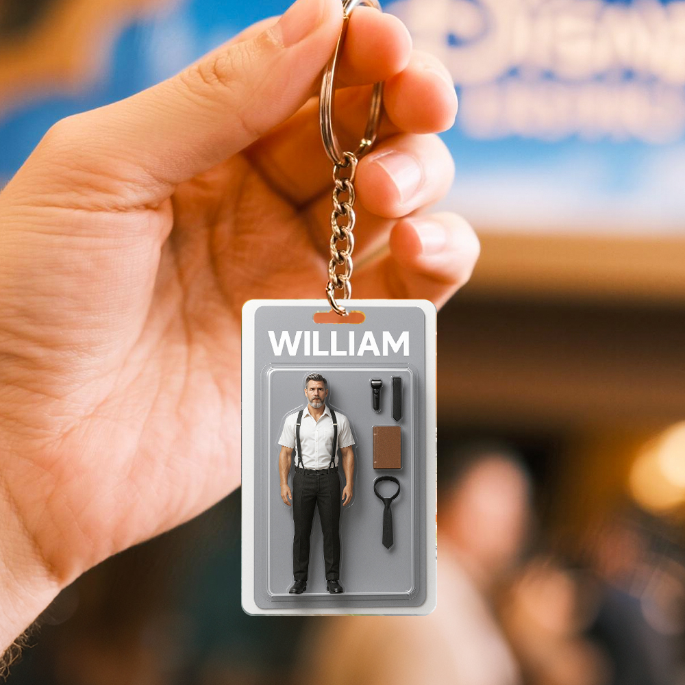 Benutzerdefinierte Actionfigur Pack Verpackung Spielzeugbox Stil Kunst Geschenk Personalisierte Acryl Schlüsselanhänger Geschenk Für Papa
