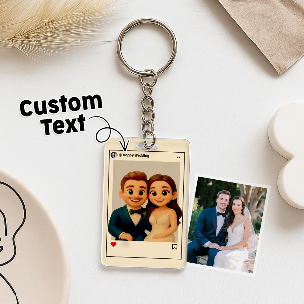 Personalisierte Cartoon Figur Keychain Custom Hochzeit Jahrestag Geburtstag Festival Geschenk - DePhotoBoxer