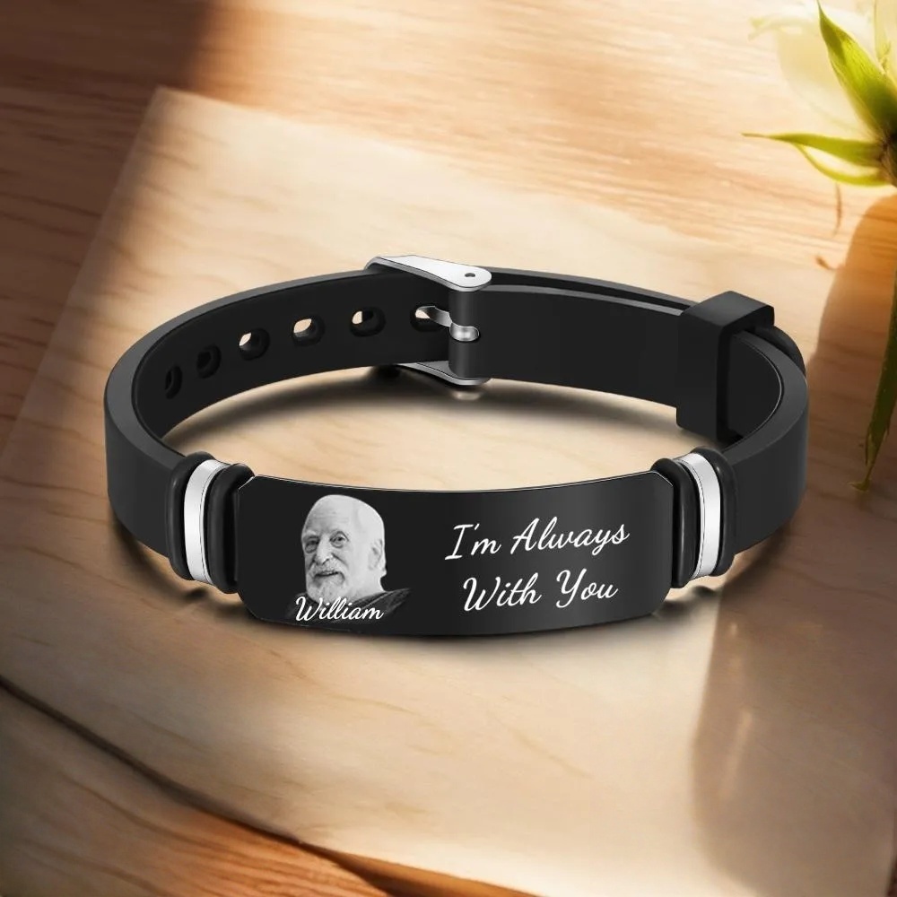 Custom Photo Memorial Bracelet Engraved Men's Bracelet Commemorate Photo Memory Gifts
