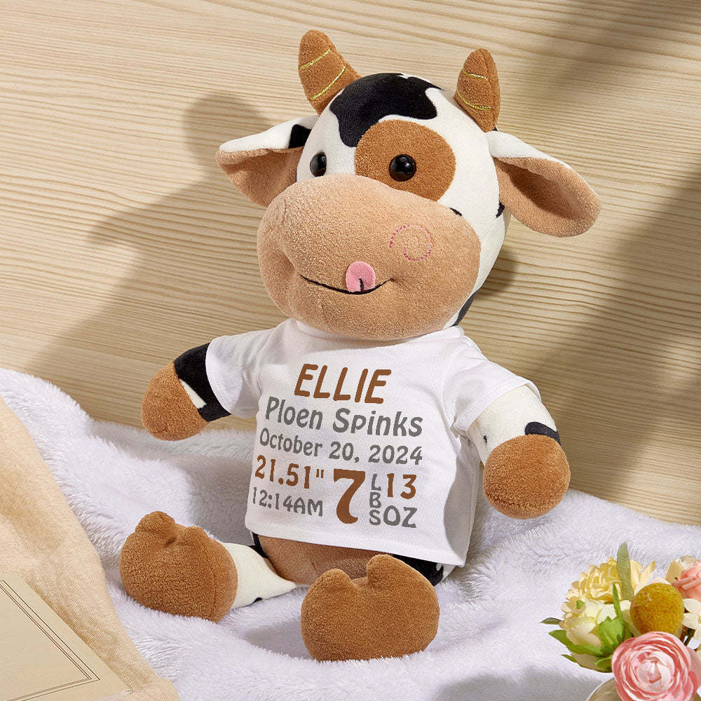 Personalisiertes Kuh-plüschtier, Geburtsanzeige, Geschenk Für Die Babyparty - DePhotoBoxer