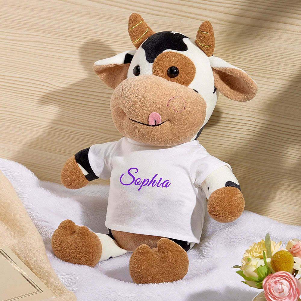 Personalisiertes Kuh-plüschtier Mit Individuellem Text, Geschenk Für Die Babyparty - DePhotoBoxer