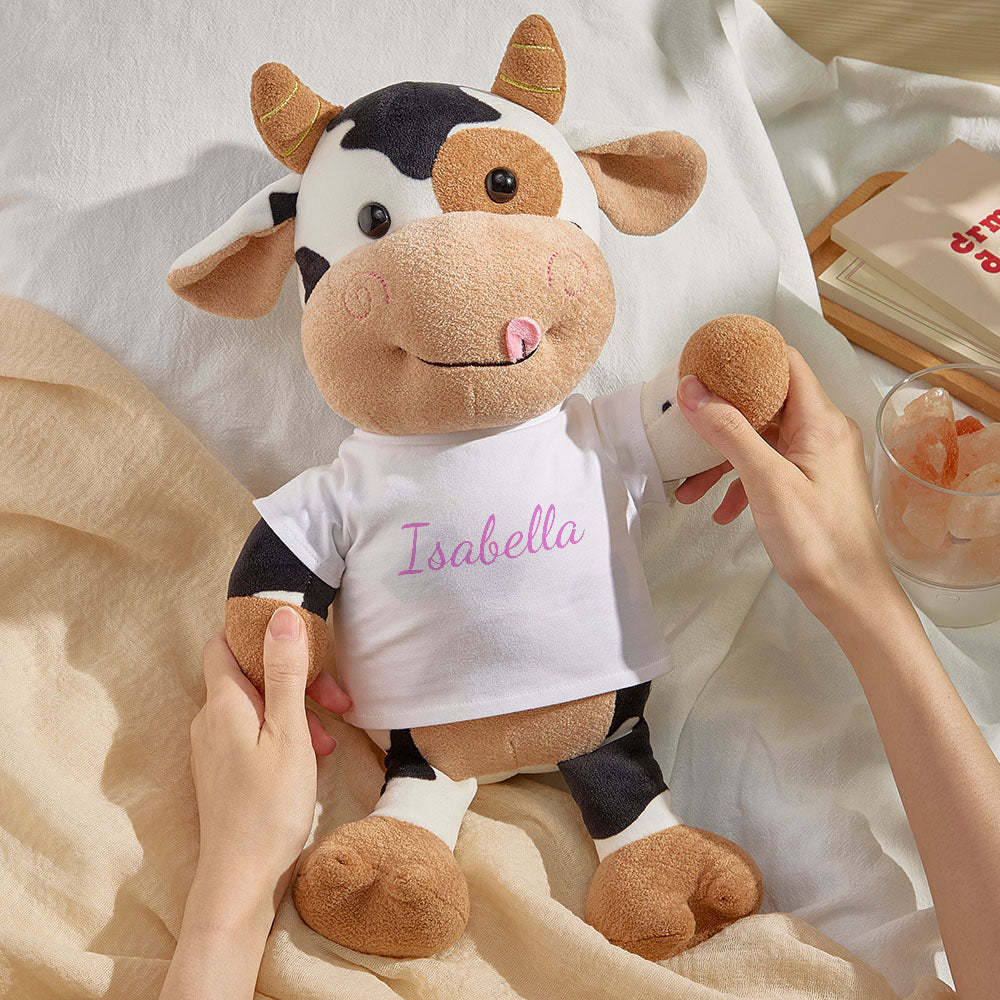 Personalisiertes Kuh-plüschtier Mit Individuellem Text, Geschenk Für Die Babyparty - DePhotoBoxer
