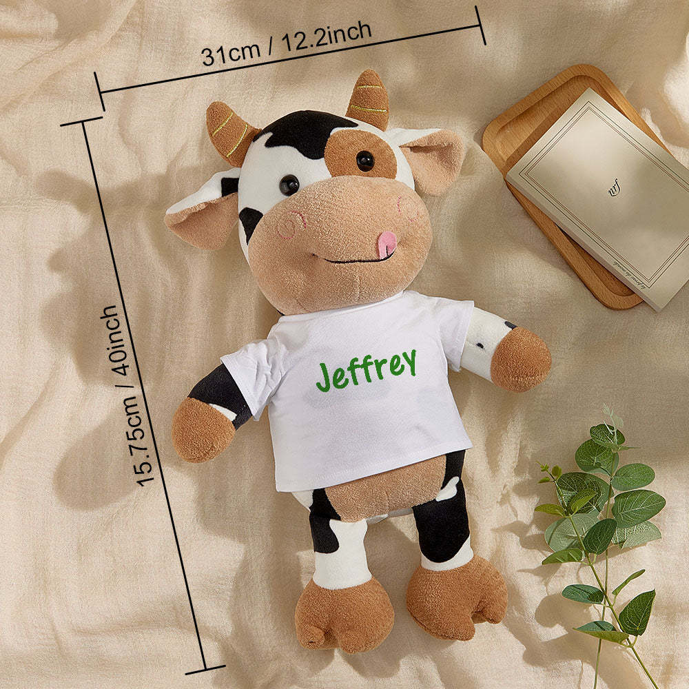Personalisiertes Kuh-plüschtier Mit Individuellem Text, Geschenk Für Die Babyparty - DePhotoBoxer