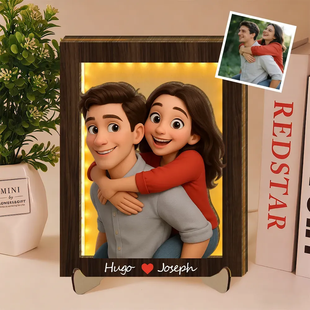 Personalisierte Wanddekoration Aus Holz Mit Cartoon-motiven, Individuelles Cartoon-porträt, Holzdekoration Für Zuhause, Nachtlicht-geschenk, Valentinstagsgeschenk