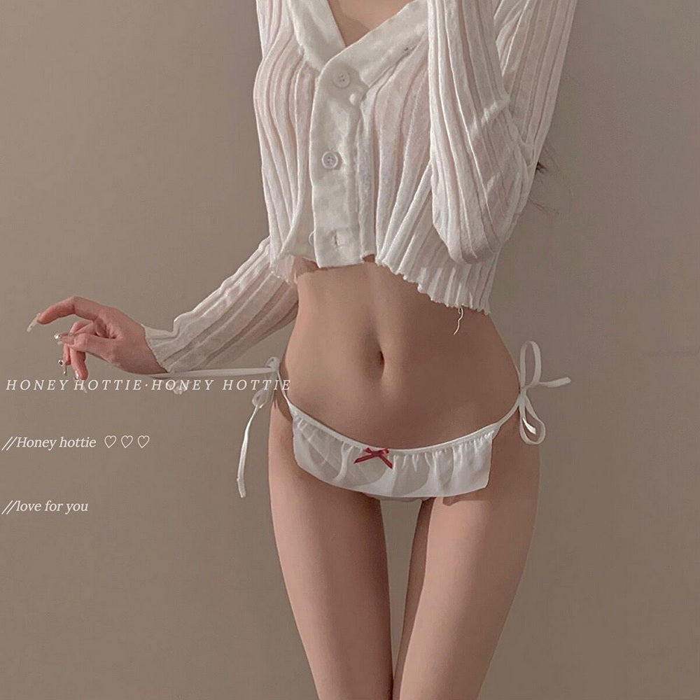 Japanische Süße Einfache Reine Baumwolle Antibakterielle Einfarbig Niedrige Taille Mädchen Unterwäsche Sexy Reine Desire Spitze Dünne Frauen Slip - DePhotoBoxer