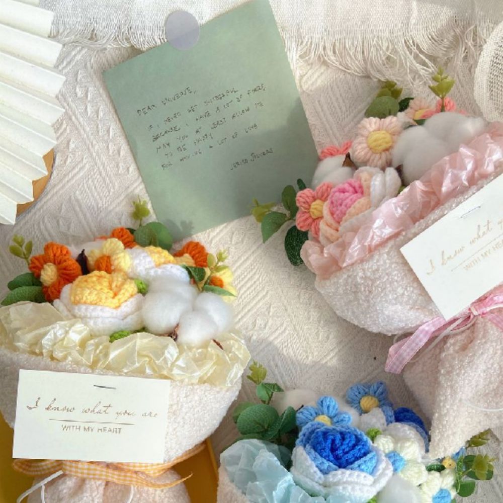 Gehäkelter Blumenstrauß Handgemachter Gestrickter Blumenstrauß Geschenk Für Sie - DePhotoBoxer