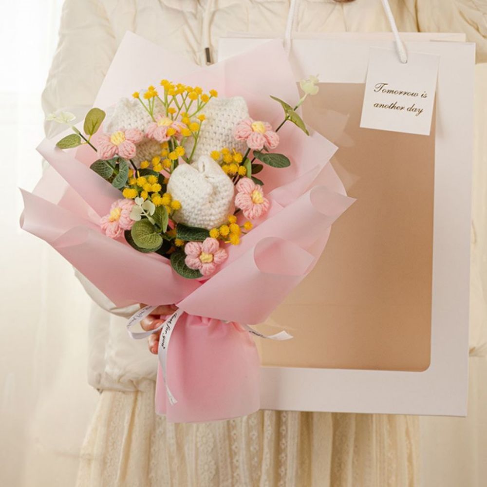 Gehäkelter Blumenstrauß Handgemachter Gestrickter Tulpenstrauß Geschenk Für Sie - DePhotoBoxer