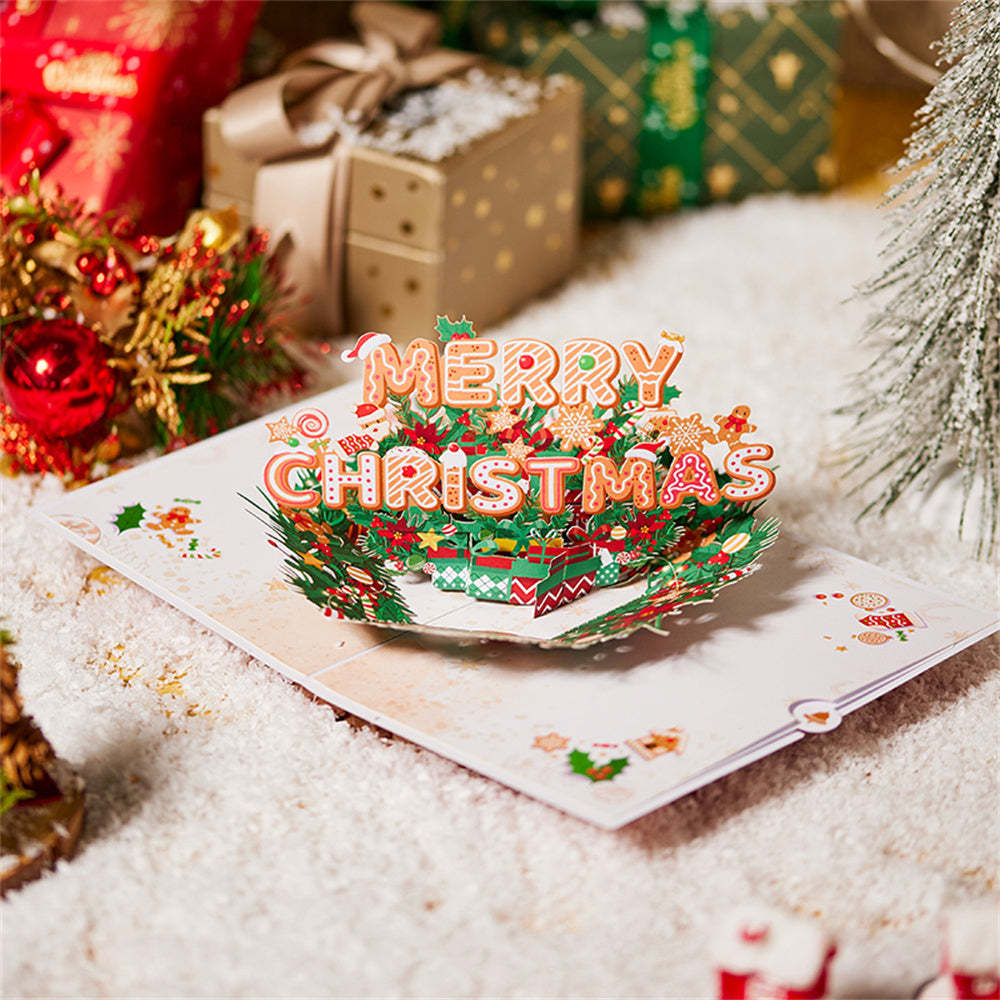 Weihnachten 3d Pop-up-karte Frohe Weihnachten Kranz Grußkarte - DePhotoBoxer