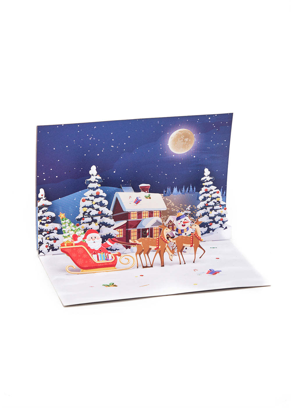 Weihnachts-3d-pop-up-karte, Weihnachts-elchschlitten-grußkarte - DePhotoBoxer