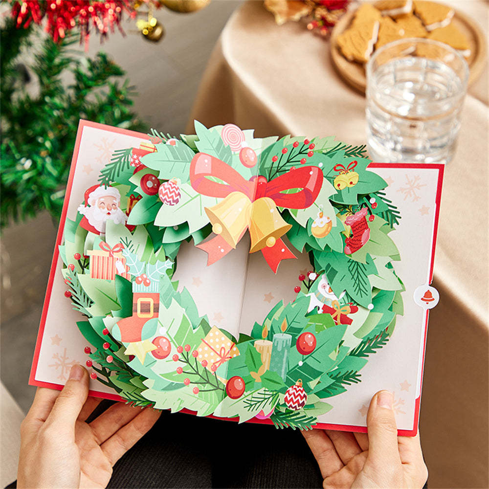 Weihnachtskranz, 3d-pop-up-karte, Weihnachtsgrußkarte - DePhotoBoxer