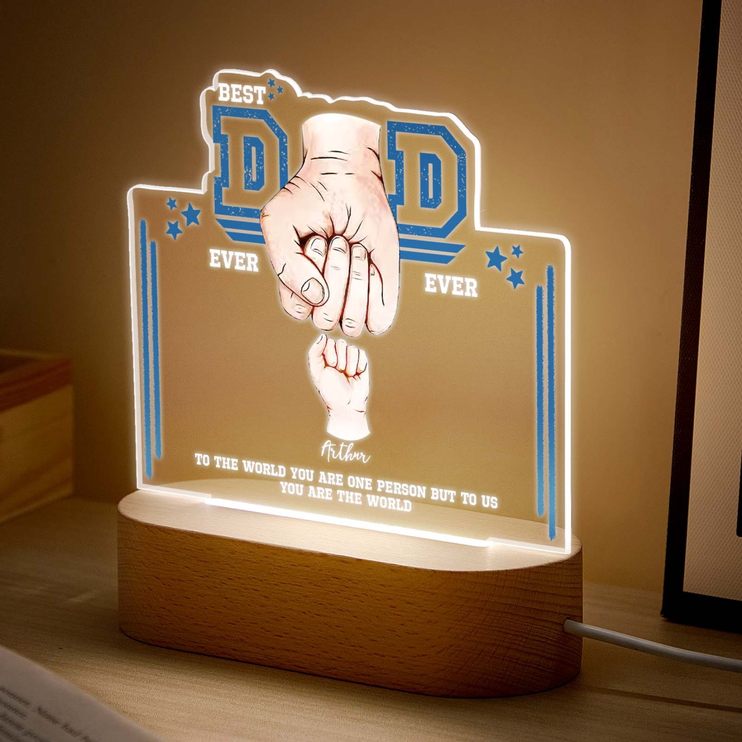 Fist Bump Nachtlicht Vatertagsgeschenke Personalisiertes Papa-geschenk Von Kindern Geschenk Für Papa Bester Papa Aller Zeiten - DePhotoBoxer